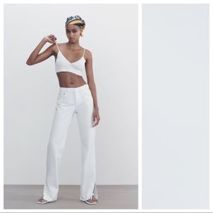 NWT Zara White Slit Straight Mid-rise Jeans Size 4